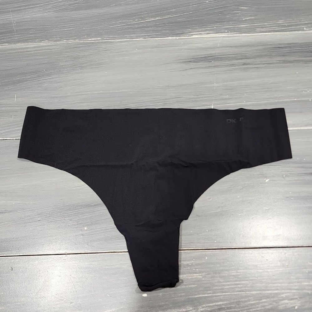 DKNY Cut Anywhere‎ Thong Panty Underwear Black 3 Pack Size L Seamless Invisible